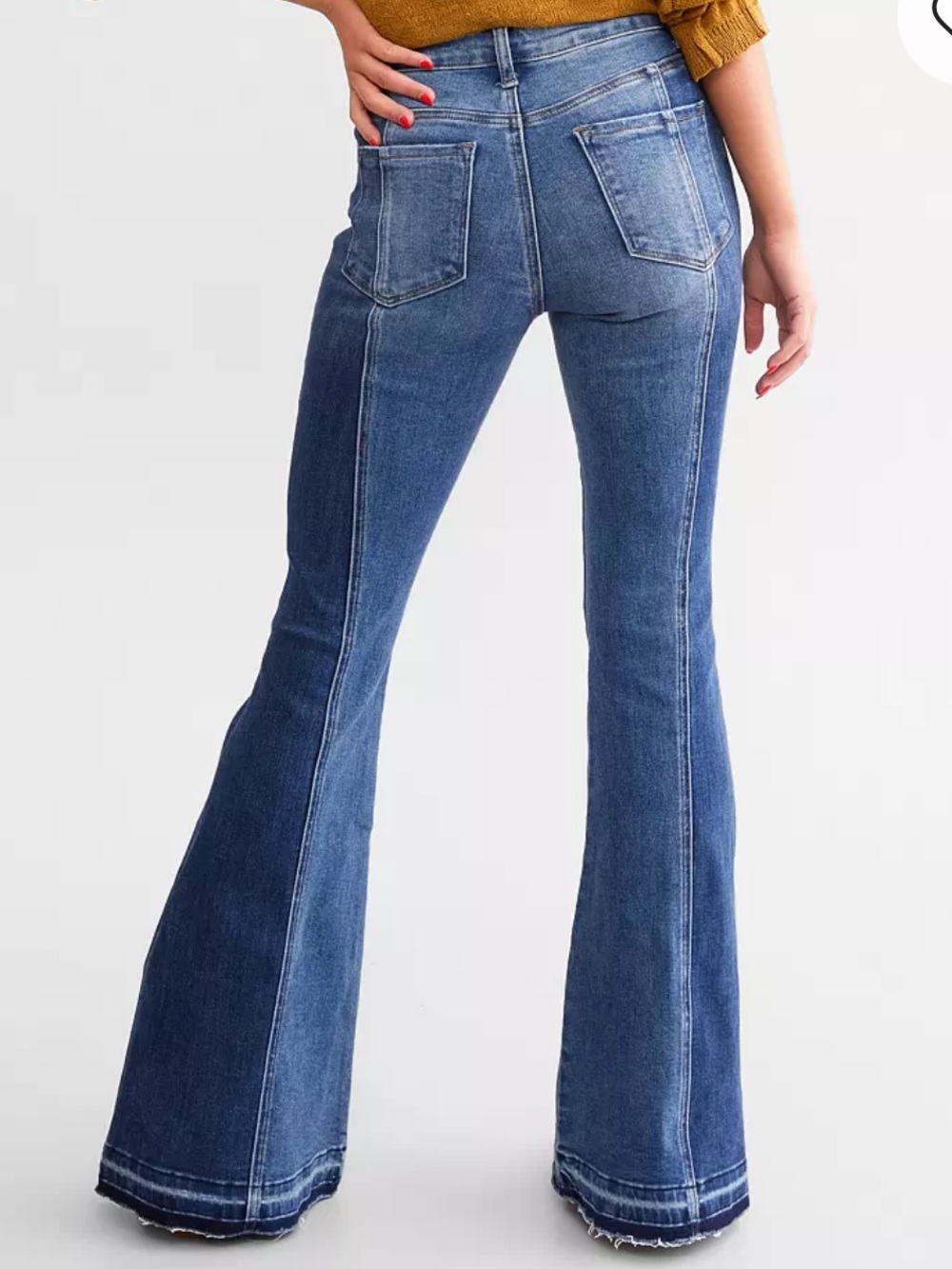 Flying Monkey Two-Tone Blue Flare Jeans 28